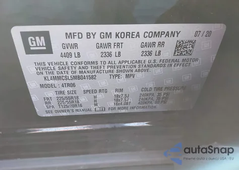 2021 Buick Encore Gx Awd Preferred z USA, uszkodzony, nr VIN KL4MMCSL5MB041582